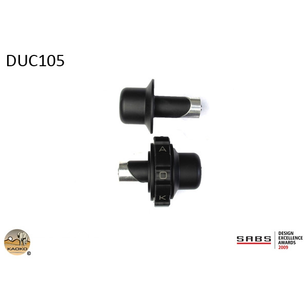 Kaoko Kaoko Throttle Stabilizer for Ducati 848 EVO models ('08-); Ducati 1100 EVO models ('08-);Monster 1200/S ('14-), Monster 796 ABS ('10-), Diavel V4 '23- & Monster 950 (+) ('21-) (including matching left hand side Bar-End weight : black finish). For Mo